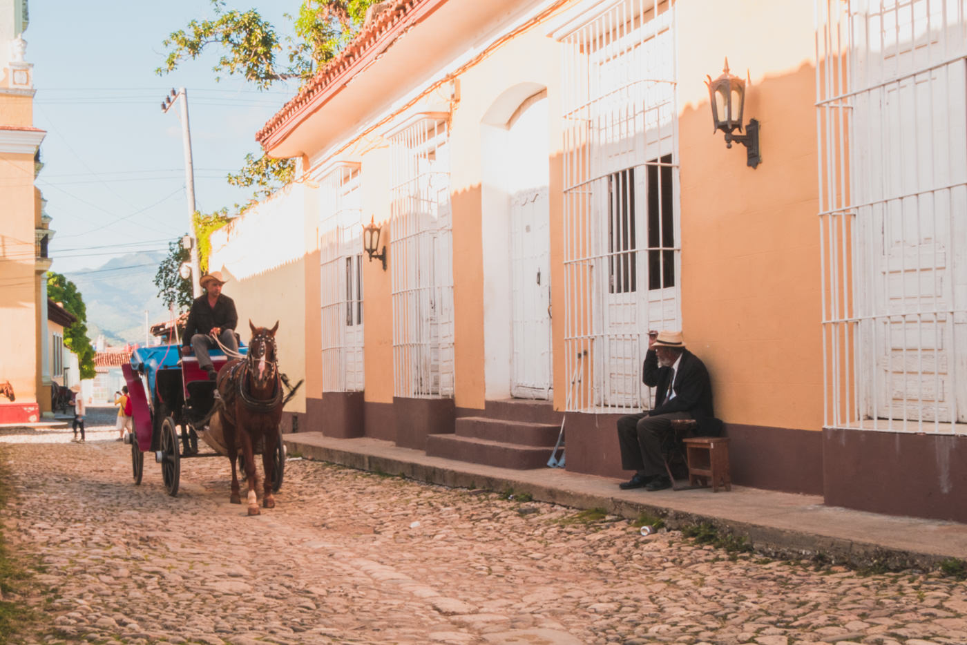 Eine Kutsche mit Pferd in den Straßen Trinidad's
