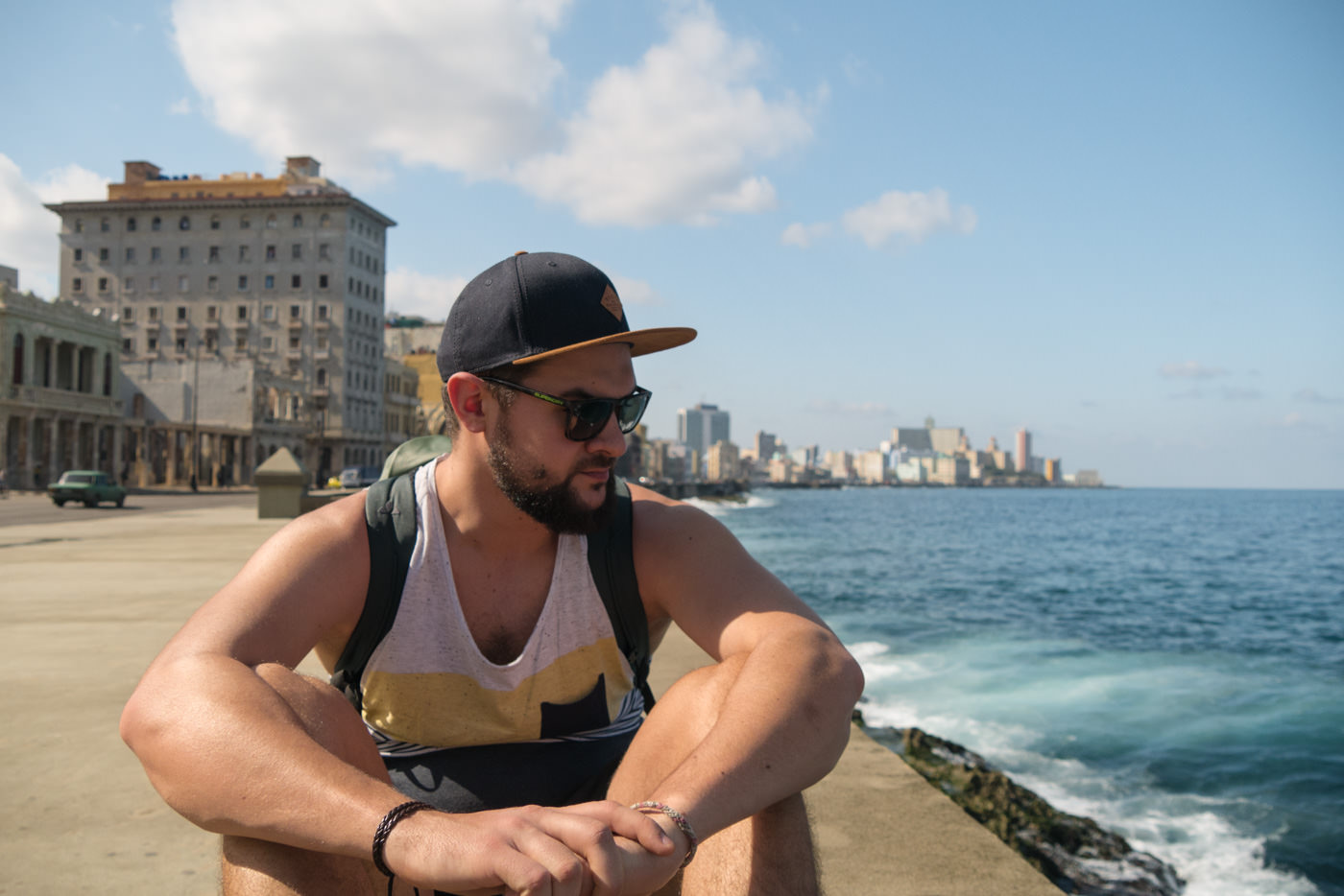 Matthias am Malecon in Havanna, Kuba