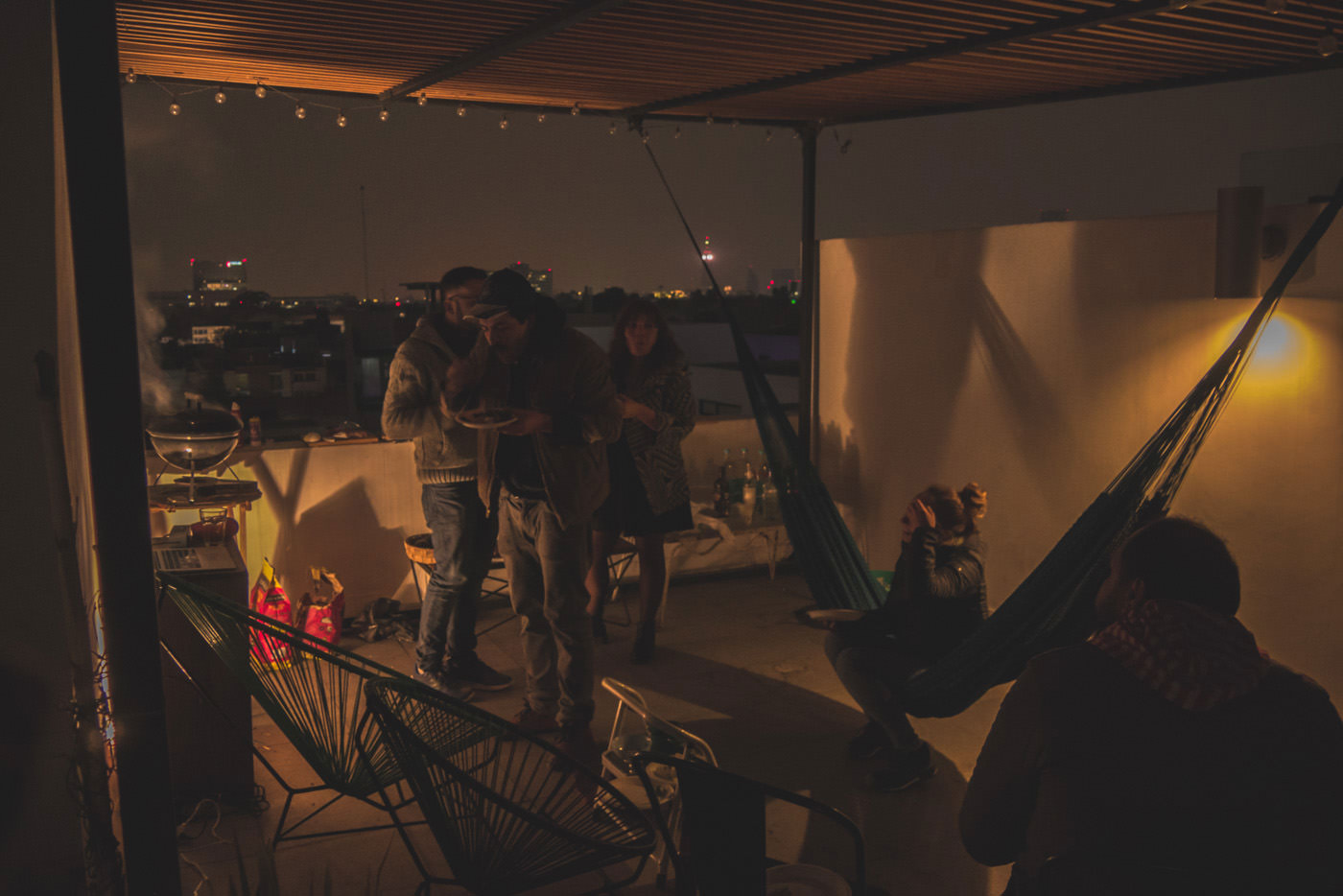 Silvester auf der Dachterrasse unseres AirBnB Appartements in Mexiko-Stadt