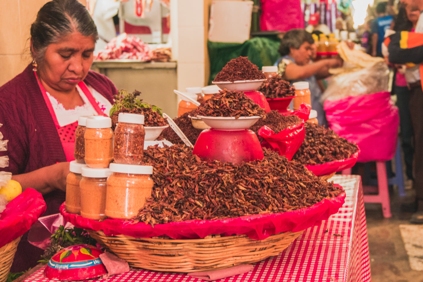 Mercado Benito Juarez. Hier gibt es auch die bei den Mexikanern beliebten Insekten.