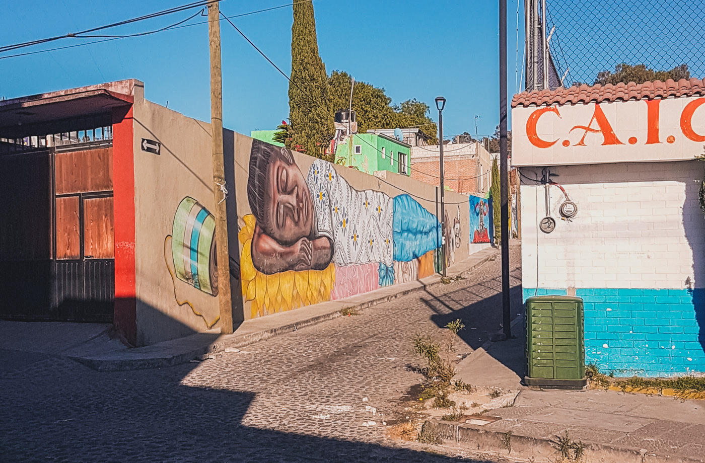 Streetart im Barrio Xanenetla in Puebla in Mexiko