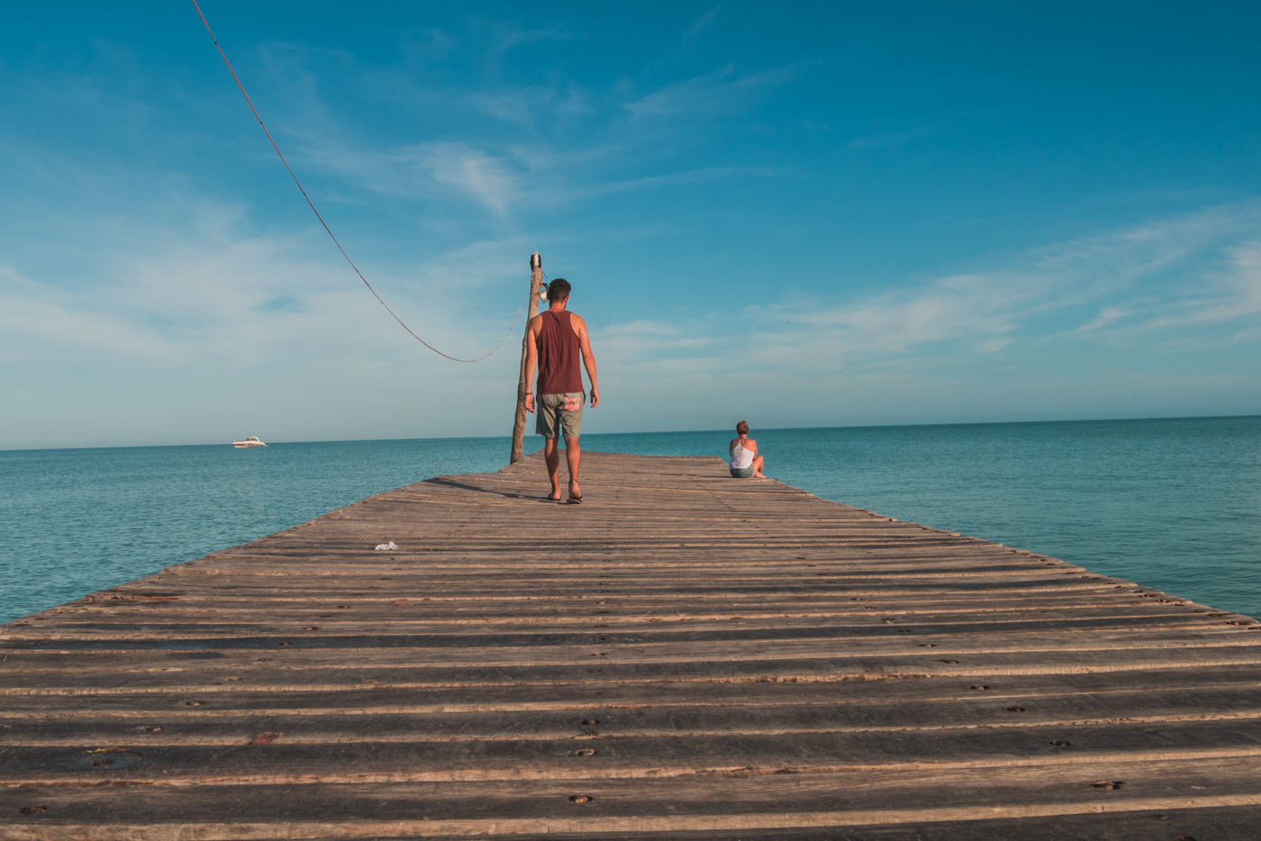 Wir auf dem Steg von Isla Holbox in Mexiko