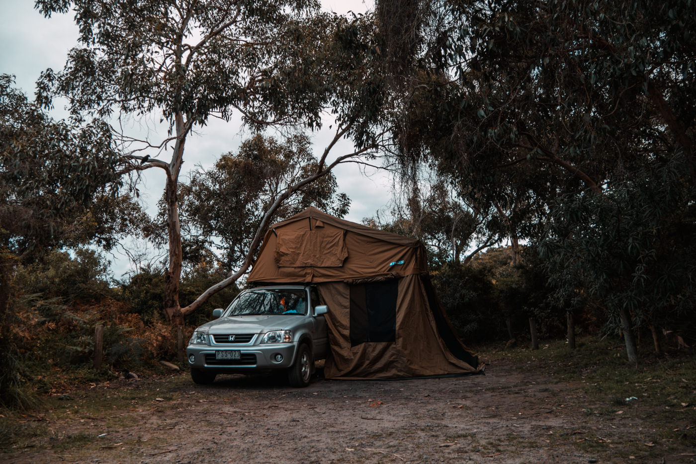 Auto mit Zelt am Blanket Bay