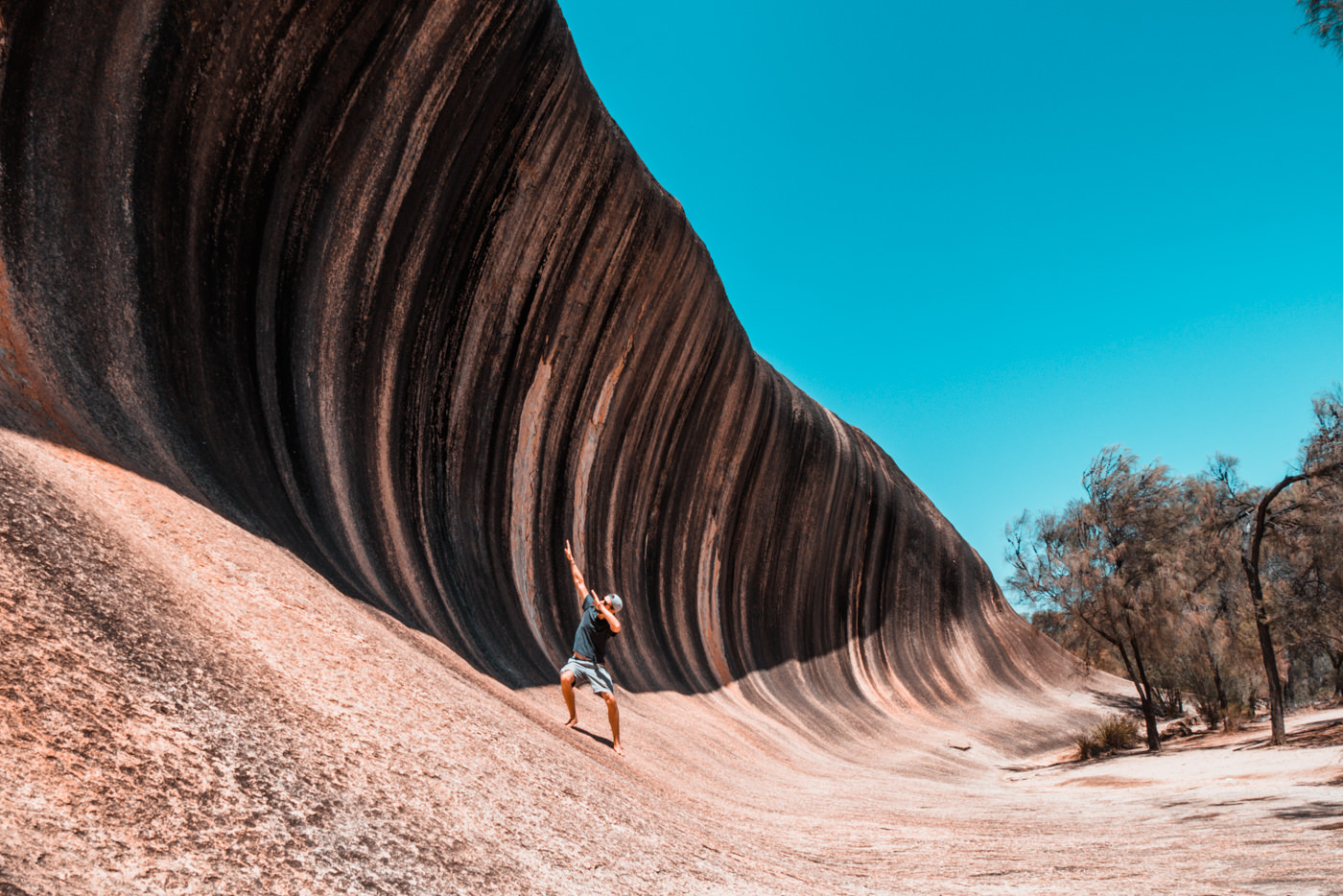 Matthias am Wave Rock in Westaustralien
