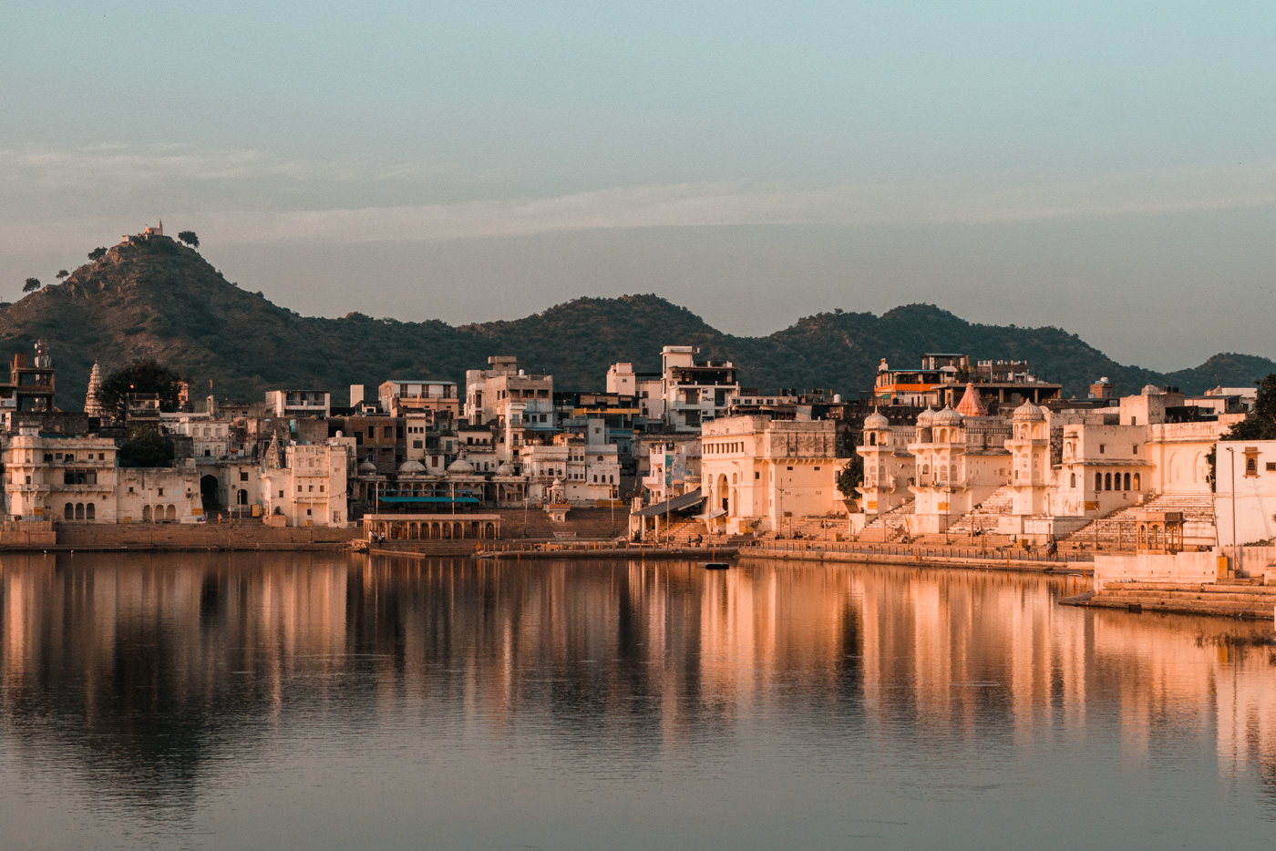 Sonnenuntergang am See von Pushkar