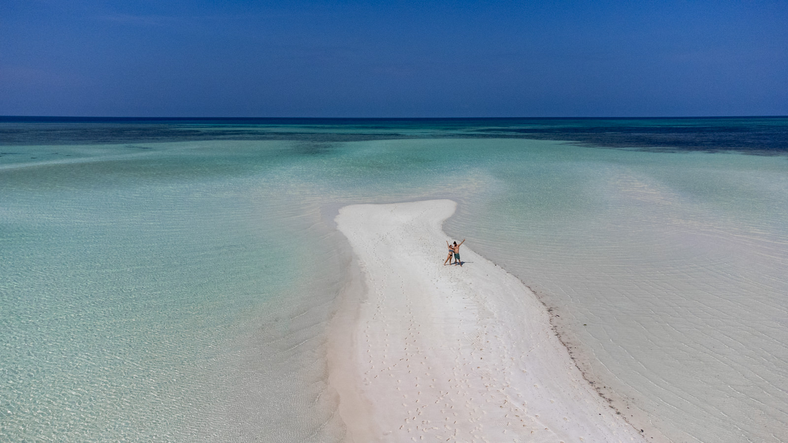 Wir auf einer Sandbank in Balabac