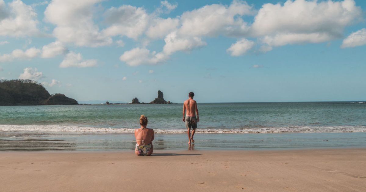 Wir an einem einsamen Strand in Nicaragua
